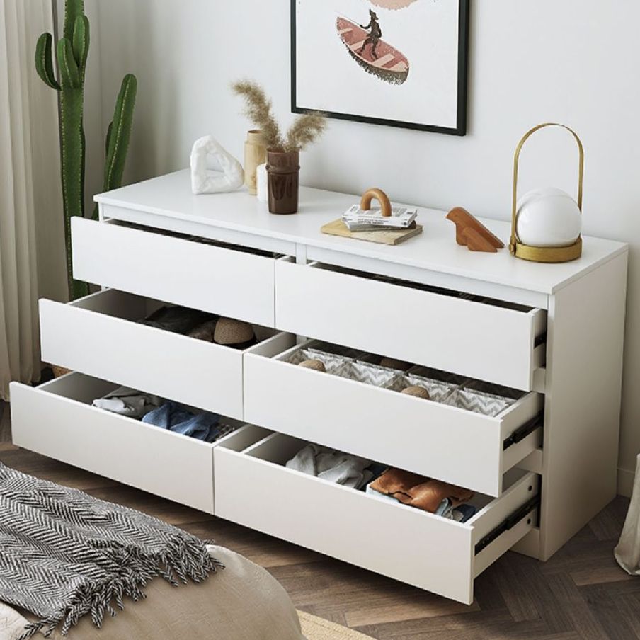 Ultra Modern Horizontal Double Dresser Wood Storage Chest Dresser for Bedroom
