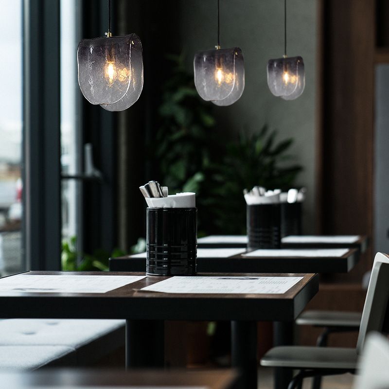 Gradiënt rookglasschaalvormige hanger postmodern 1-licht messing schorsingslicht voor restaurant voor restaurant