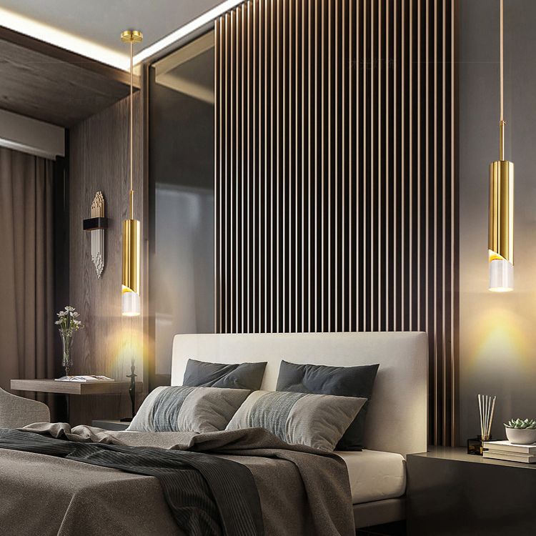 Acryl cilindrisch LED hanglamp in moderne creatieve stijl smeedijzeren hangende lamp voor slaapkamer