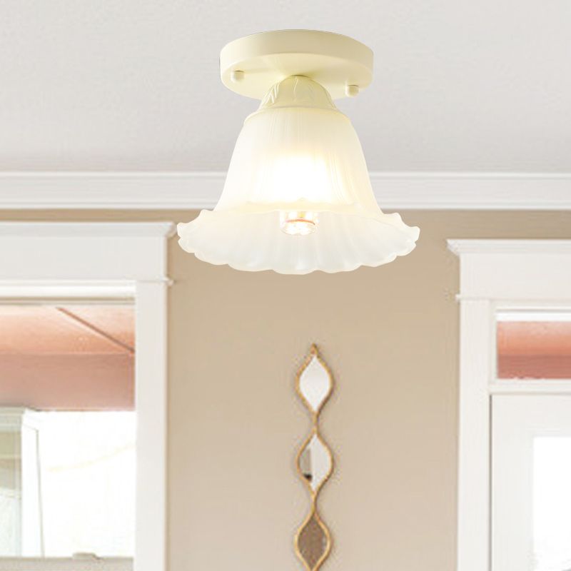 Contemporary Flush Mount Light Green Flush Mount Ceiling Light Fixture with Glass Shade