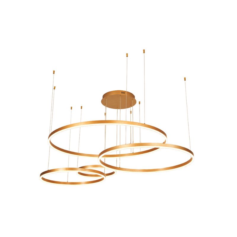 Metal Bubble Ring Chandelier Novelty Minimalist 4-Light LED Suspension Light in Black/Gold/Coffee