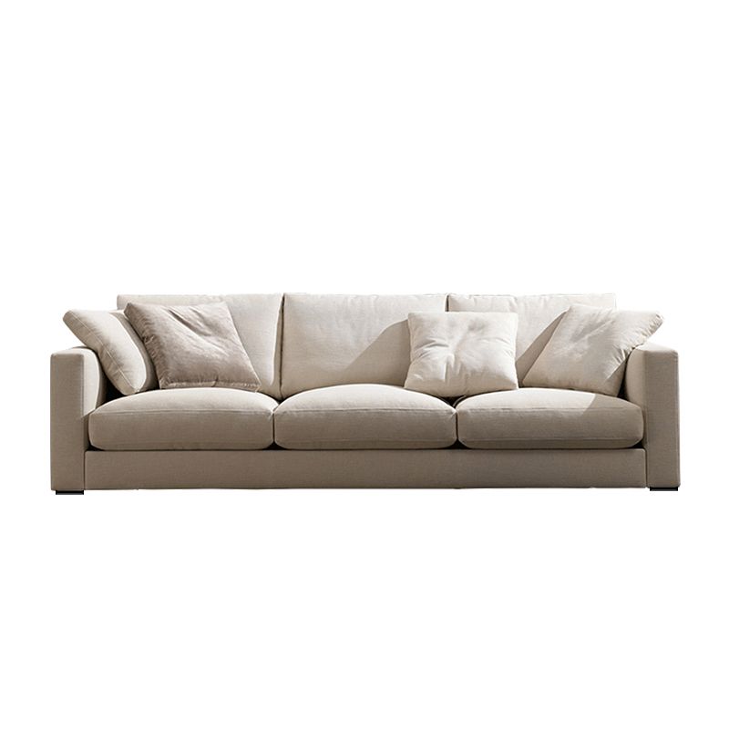 Modern Style Square Armrest with High Rebound Sponge Seat Filling Beige Sofa