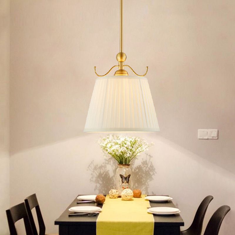 Tessuto lampada lampada a ciondolo bianco 1 leggero lampada lampadario classico lampadario per sala da pranzo, largo 11 "/15"