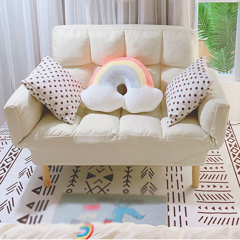 Contemporary Convertible Sofa Couch Square Arm Biscuit Back Couch Bed