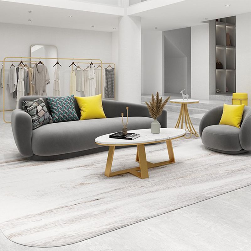 Gray Velvet Tuxedo Arm Sofa Contemporary Sofa for Living Room
