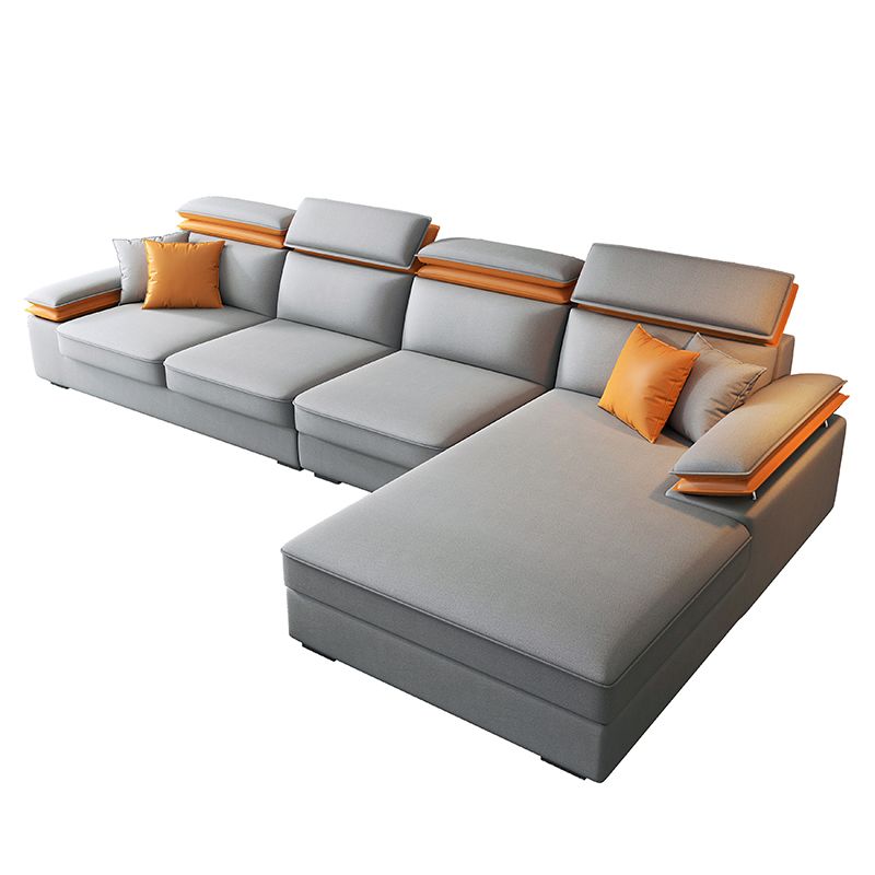 Contemporary 4-Seater L-Shape Sectional Pillow Top Arm Sofa for Living Room