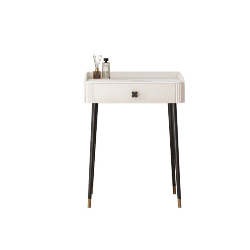 Contemporary Stone Vanity Dressing Table Set with Stool in White of 29.53" H
