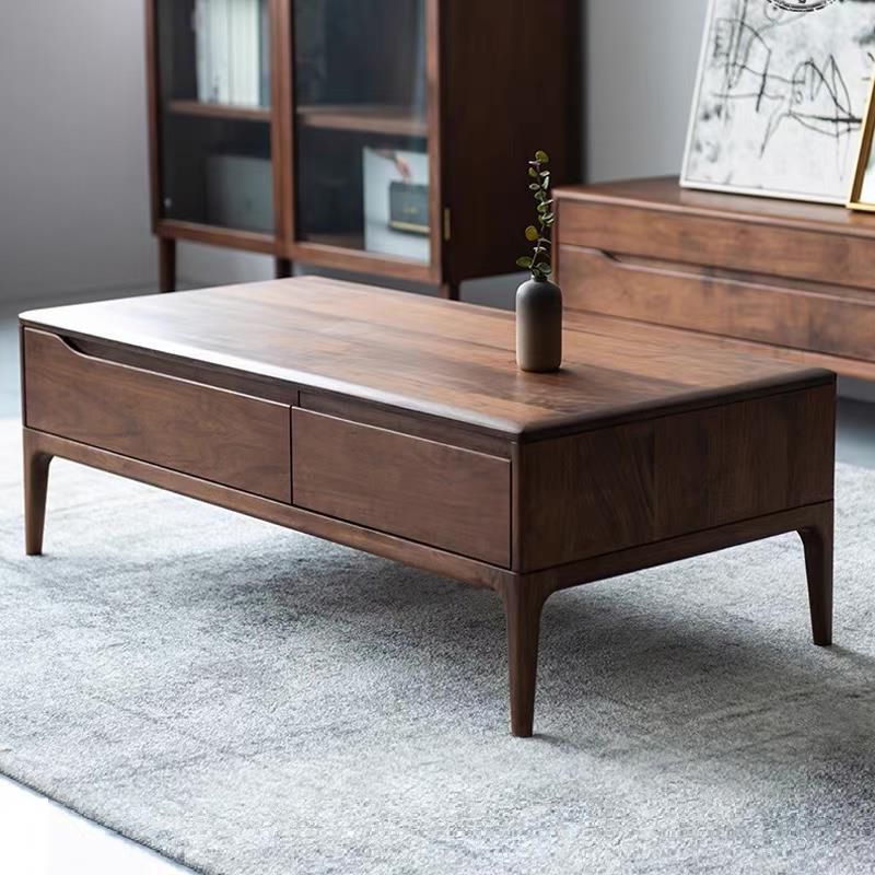 23" Wide Contemporary Coffee Table Rectangle Solid Wood Cocktail Table