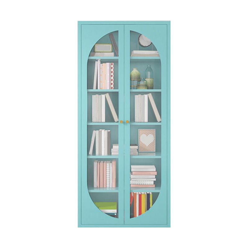 Modern Metal Bookcase Standard Shelves Included Bookshelf with Glass Doors