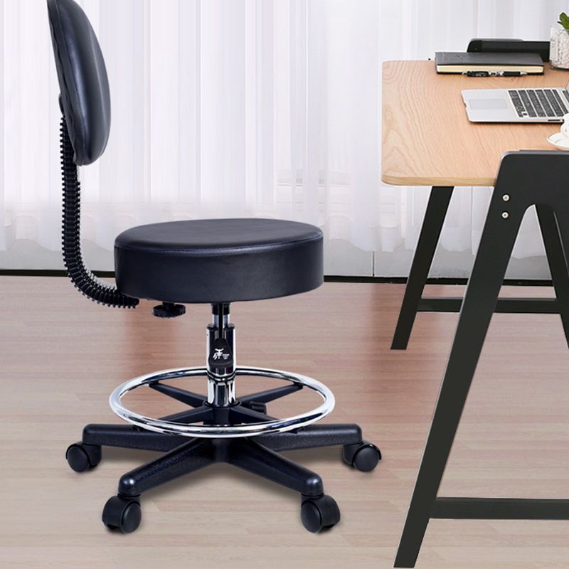 1 Pcs Scandinavian Adjustable Height Counter Stools Metal Black Bar Stools with Footrest