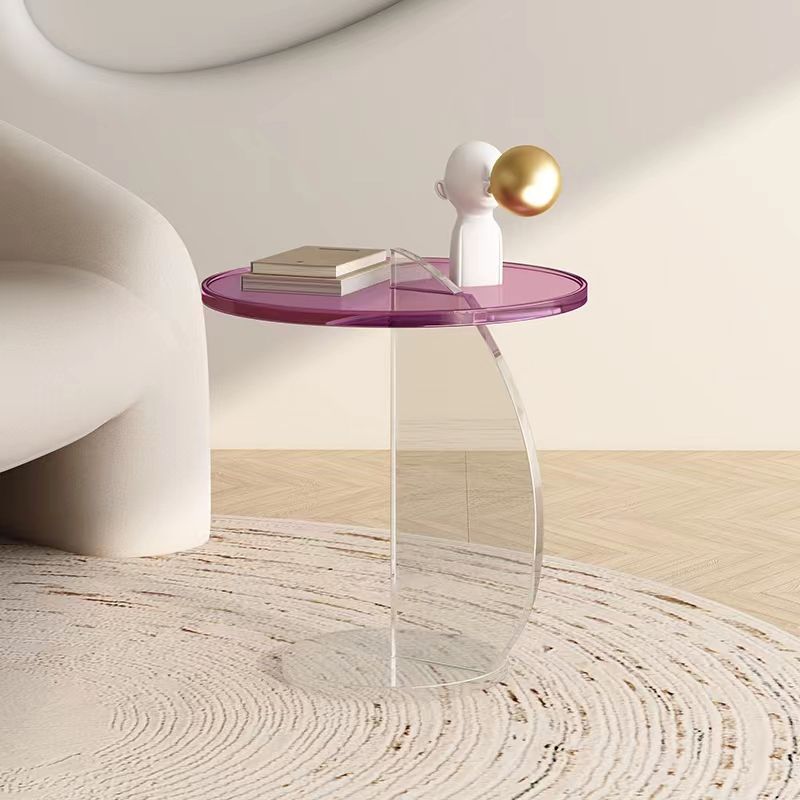 Glam Corner Table Plastic Pedestal Round Living Room Sofa Side Accent Table