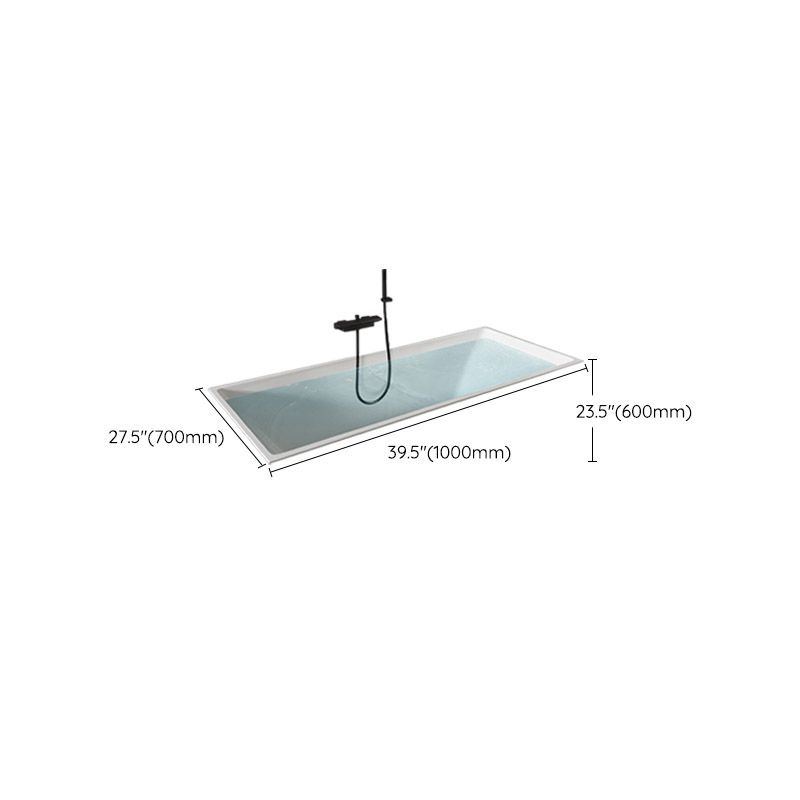 Modern White Embedded Bathtub Acrylic Rectangle with Drain Bath Tub