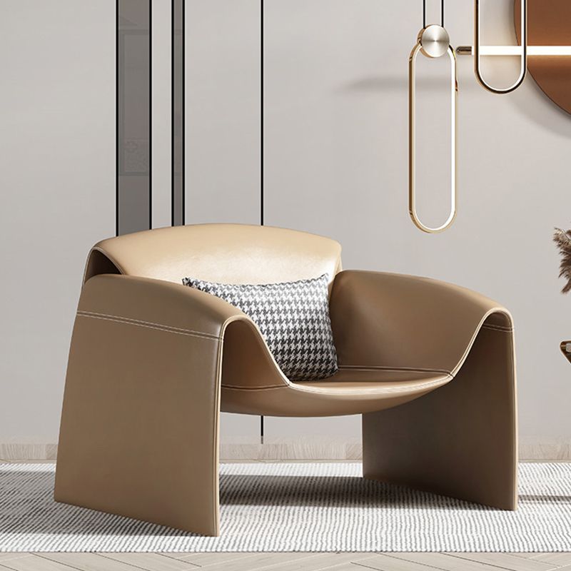 Modern Round Arms Barrel Chair Fixed Back Barrel Accent Chair for Bedroom