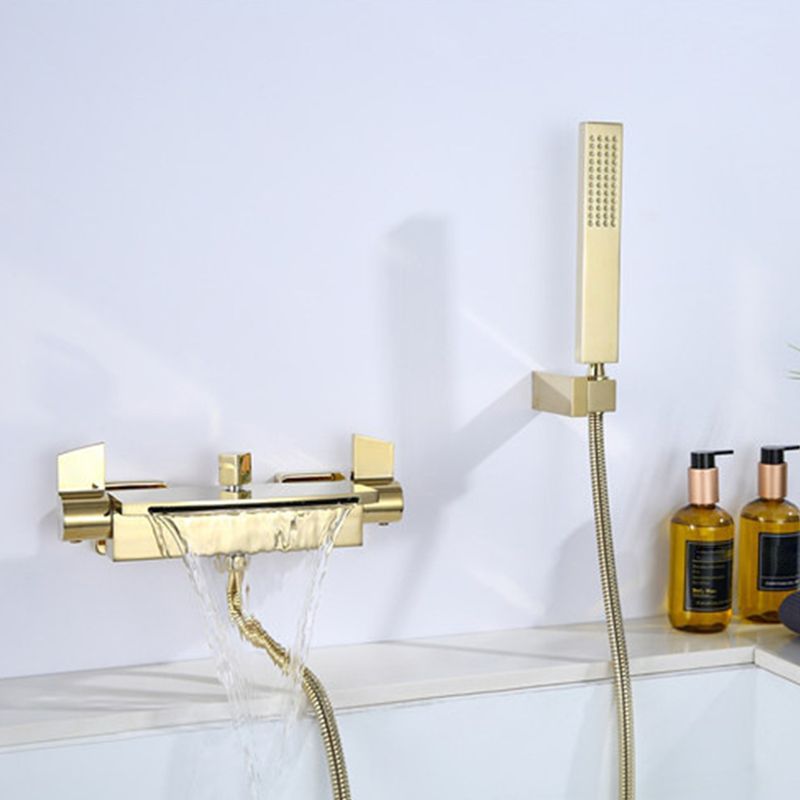 Wall Mounted Metal Tub Filler Low Arc Waterfall Bathroom Faucet