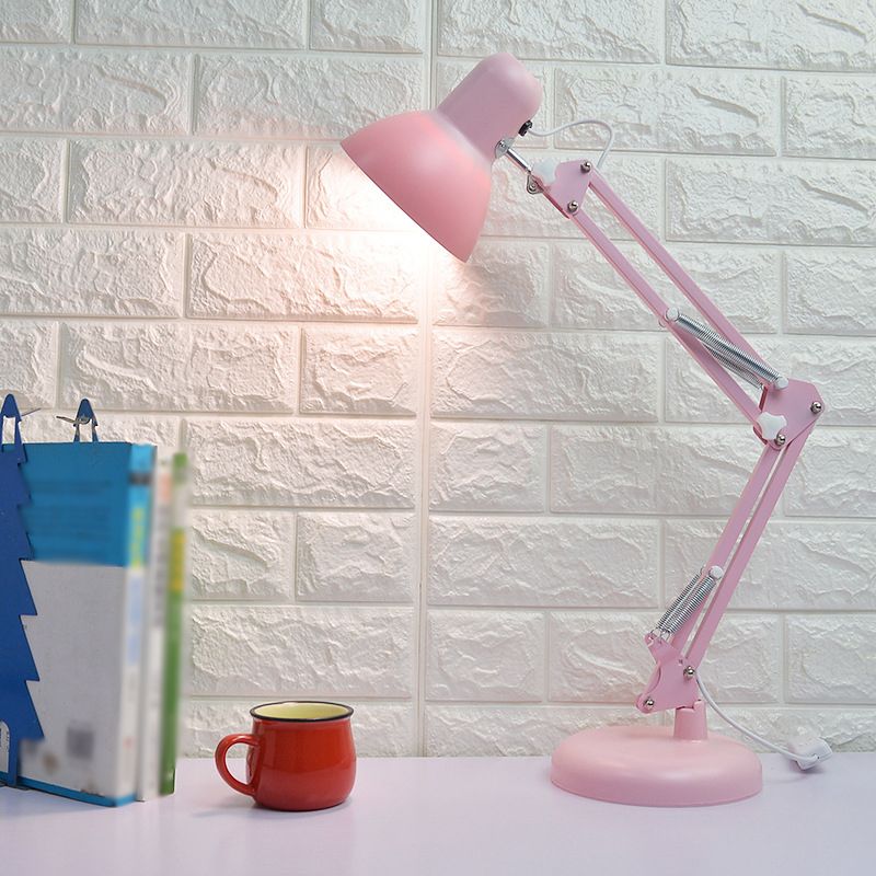 Pink Swing Arm Task Lamp Macaron 1 Kopfmetall Schreibtisch Licht mit Schalenschatten