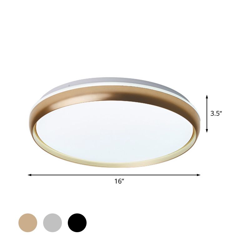 LED Living Room Flush Lighting Minimalist Black / Gold / Silver Flushmount con Circular Acrilico Shade