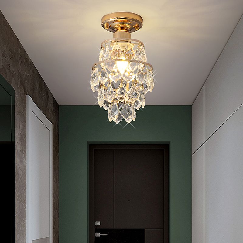 Modern Simple Crystal Ceiling Light Cylinder Shape Ceiling Lamp for Bedroom