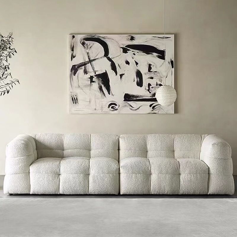 Modern 3/4-seater Tuxedo Arm Sofa Biscuit Back Sofa in Black/White