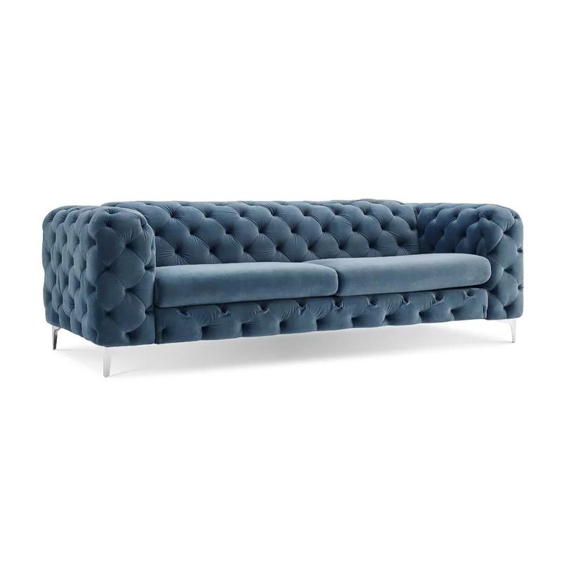 Tuxedo Arm Stationary Sofa 31.50" H Velvet Sofa with Tufted Split-Back
