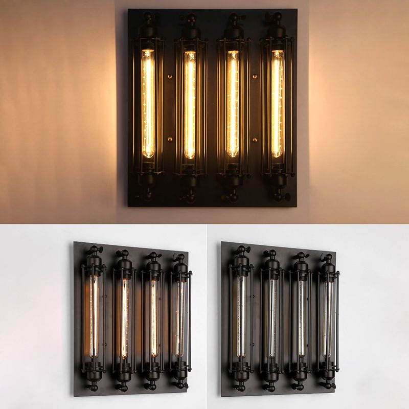 Industrial Style Iron Wall Mount Light Rectangle Shape Wall Lamp for Living Room