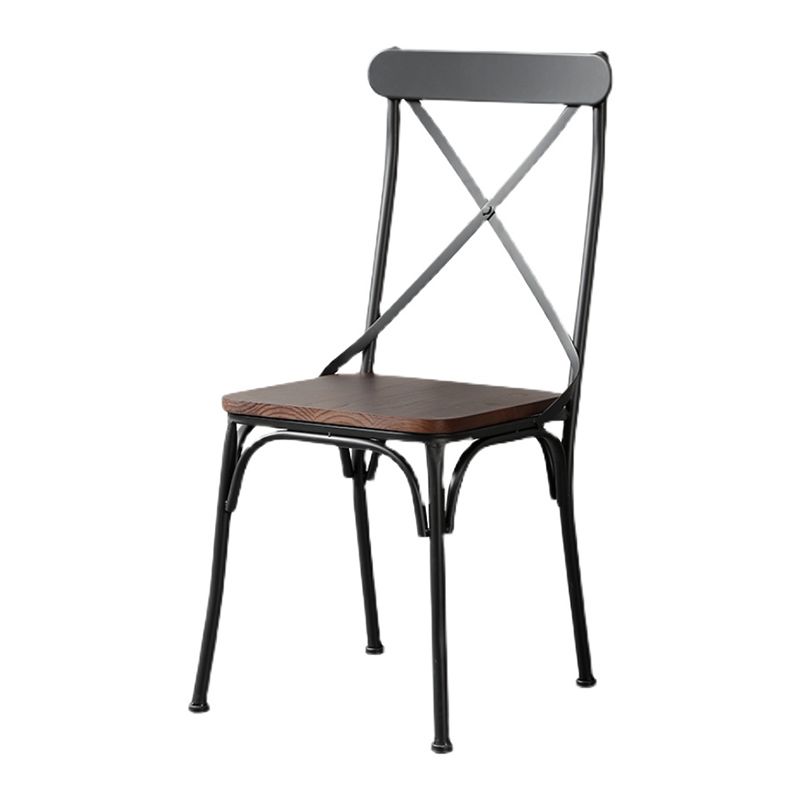 Chaise latérale en métal pour café industriel, chaise pliante à dossier croisé noir