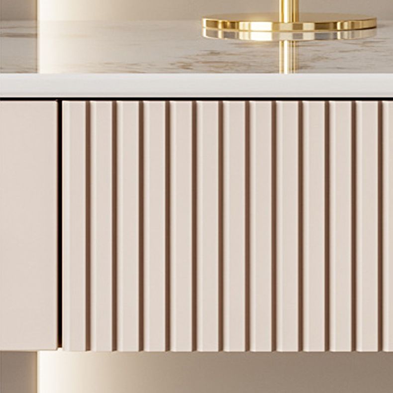 Luxurious Metal Vanity Set with Padded Stool in Beige Vanity