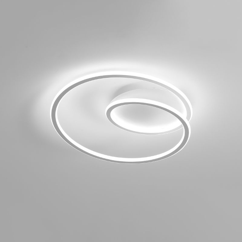 1-Light Ribbon Led Flush Mount Fixture Modern Style Metal Semi Mount Lighting