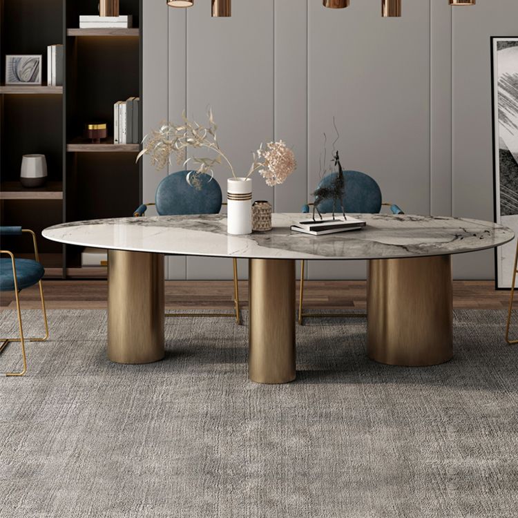 Tavolo da pranzo di lusso tradizionale ovale con 3 gambe metalliche