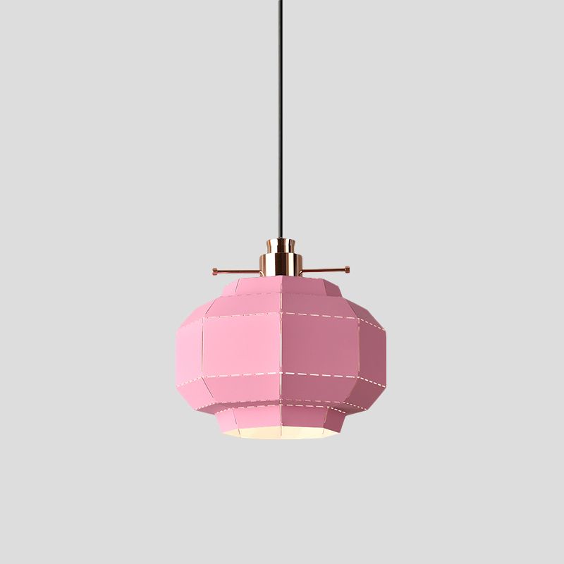 1 Glühbirnen -Este -Pendel -Leicht -Makkaron -Rosa -Hang -Anhänger mit facettierter Laternen -Eisenschatten
