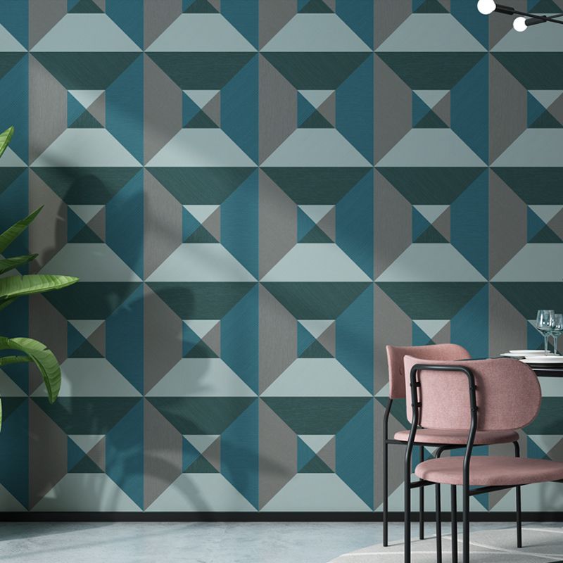 Rhombus Geometric Wallpaper Contemporary Textured Wall Art in Dark Color for Living Room