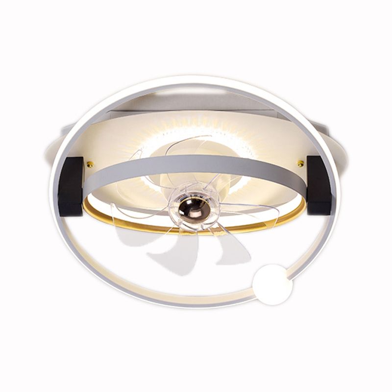 Polish Finish Fan with Light Contemporary 7-Blade LED Ceiling Fan for Foyer