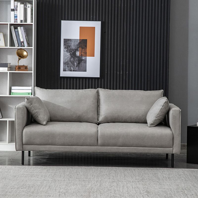 Modern Style Square Armrest Sponge Seat Multicolor Choice Imitation Leather Sofa
