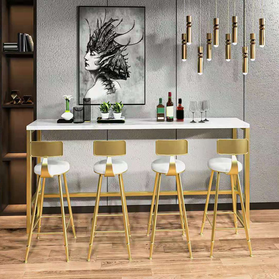 Luxury Sintered Stone Bar Table Set 1/3/5 Pieces White Indoor Footrest Bar Table Set