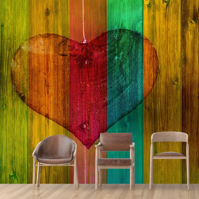 Washable Stain Resistant Wall Mural Wallpaper Wood Grain Sitting Room Wall Mural