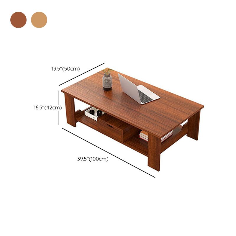 Contemporary Wooden with Storage Shelf Rectangular Single Coffee Table