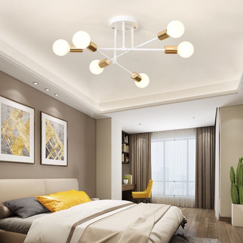 Metal Sputnik Semi Flush Mount Ceiling Light Minimalist Style Semi Flush Mount Chandelier
