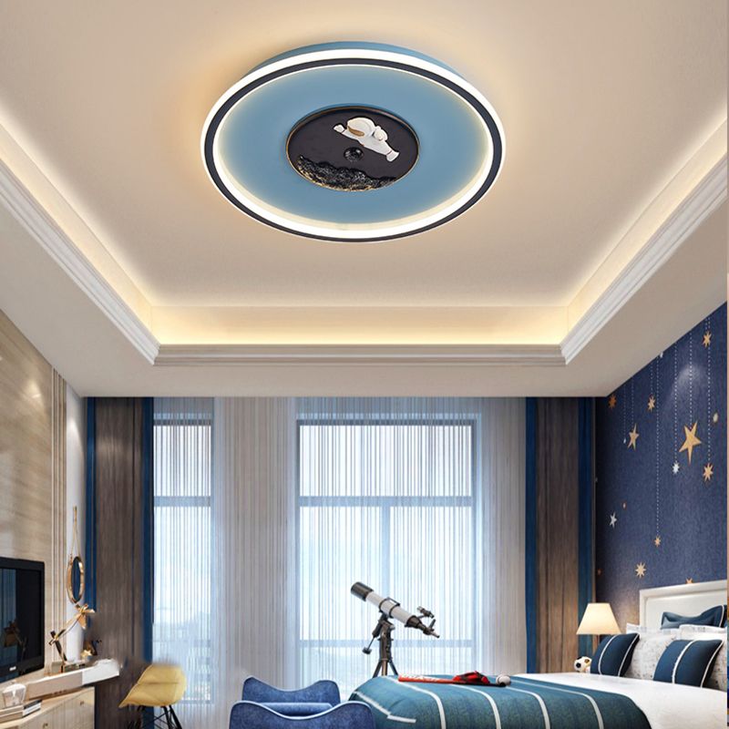 Children Room Flush-mount Lamp Creative Cartoon LED Ceiling Lamp in Blue