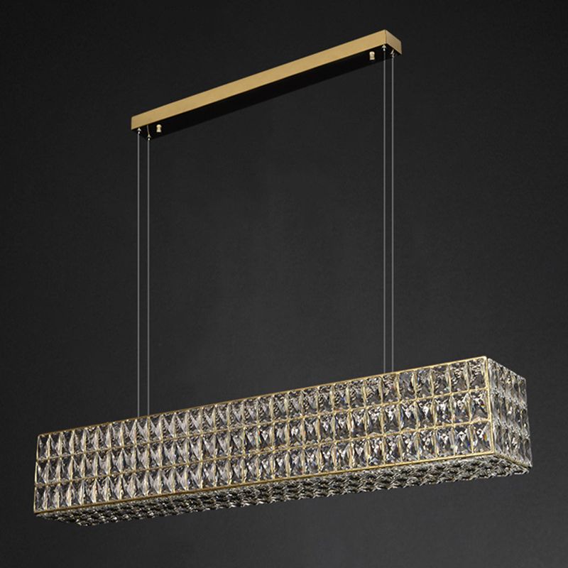 Lámpara colgante de restaurantes rectángulos modernos de acero inoxidable de acero de acero inoxidable con sombra de cristal