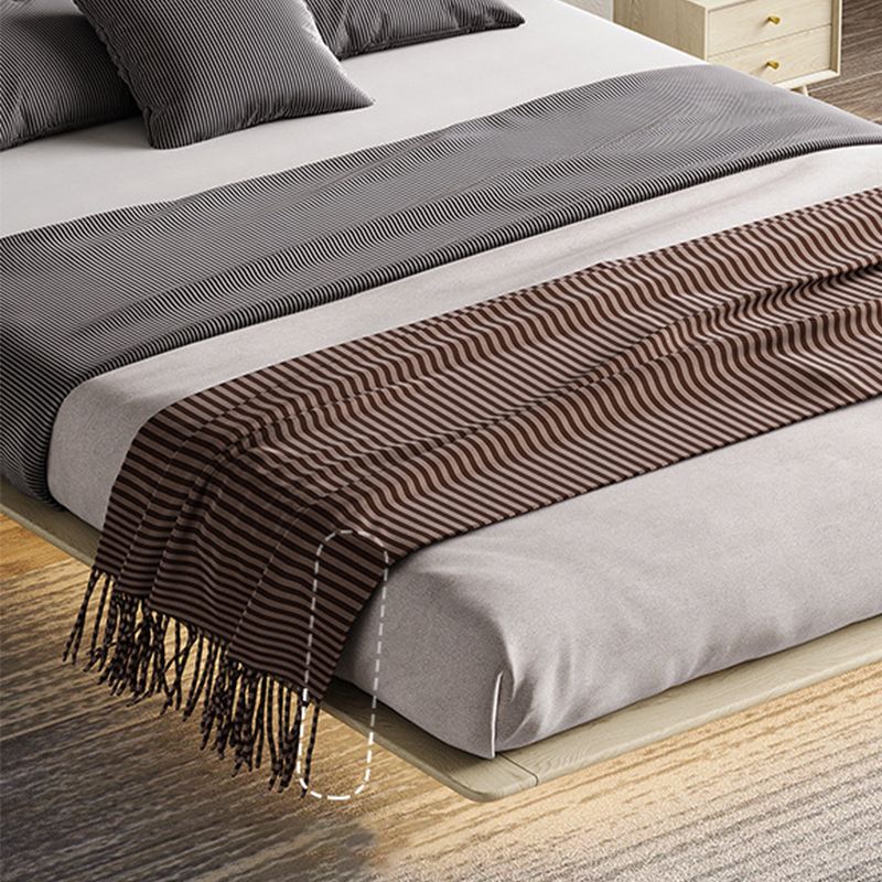 85.43 inch Wide Mid-Century Modern Platform Bed Frame Solid Wood Bed