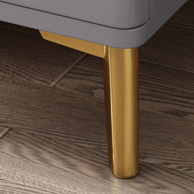 Stone Accent Table Nightstand Glam Nightstand with 2 Drawers