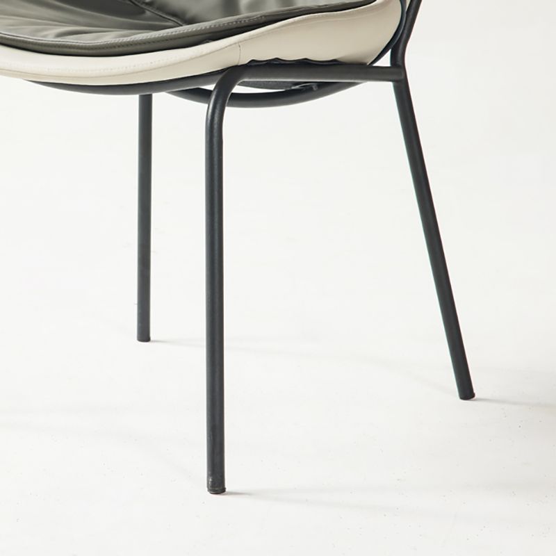 Industrial Style Leather Dining Side Chairs Solid Back Armless Side Chair
