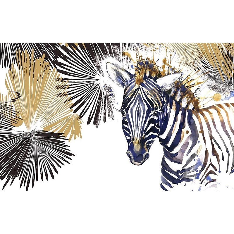 Tame Zebra Mural Decal Contemporary Non-Woven Texture Wall Covering in Soft Color