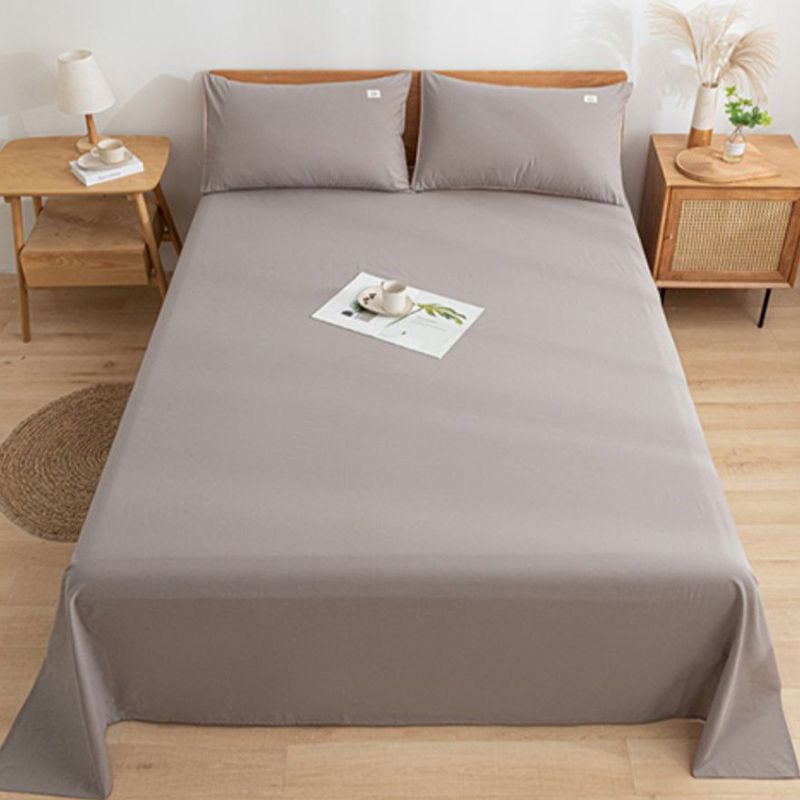 Solid Color Breathable Bed Sheet Twill Polyester Fade Resistant Sheet