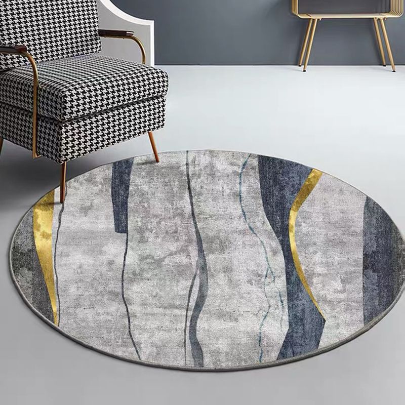Grey Modern Area Rug Blending Graphic Rug Non-Slip Backing Rug Living Room