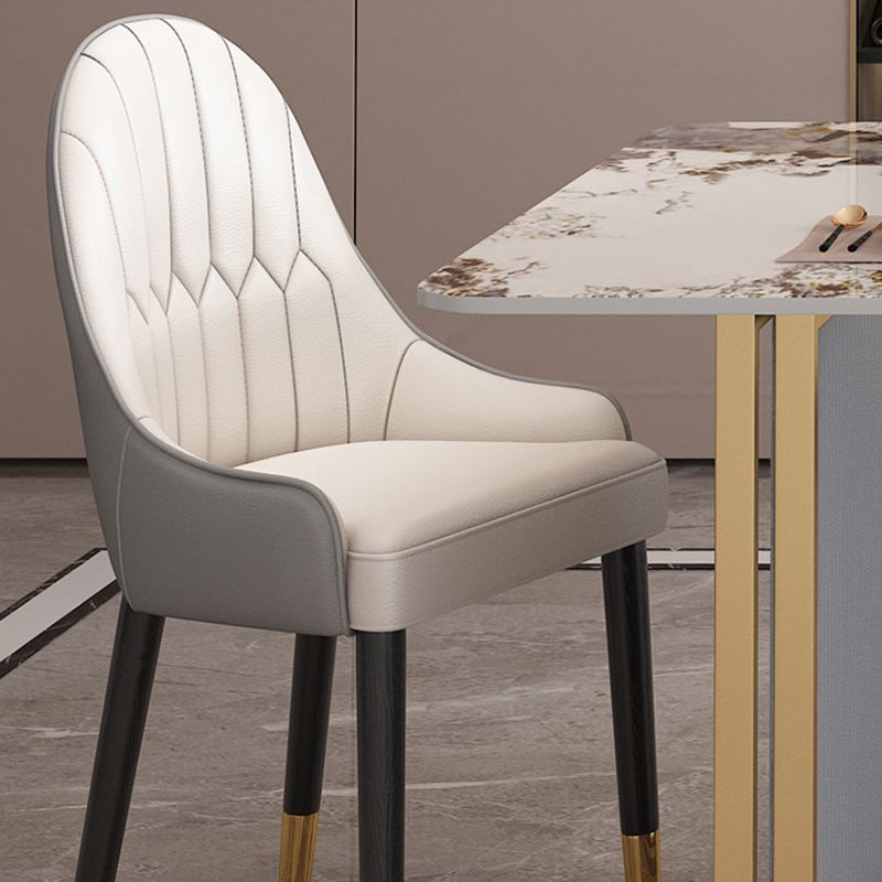 Modern Sintered Stone Dining Table Set with Rectangle Table and Metal Base Dining Set for Home Use