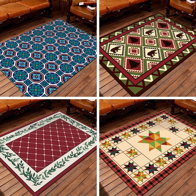 Nostalgic Persian Rug Multi Colored Trellis Carpet Non-Slip Washable Pet Friendly Rug for Living Room