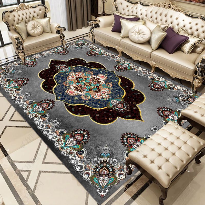 Purple Modern Rug Blending Graphic Rug Non-Slip Backing Rug for Living Room