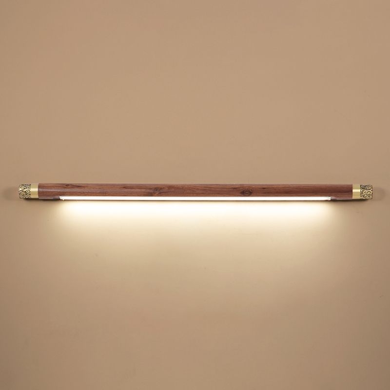 Modern Style Wood Vanity Light Cylinder Shape 1 Light Vanity Lamp for Shower Room