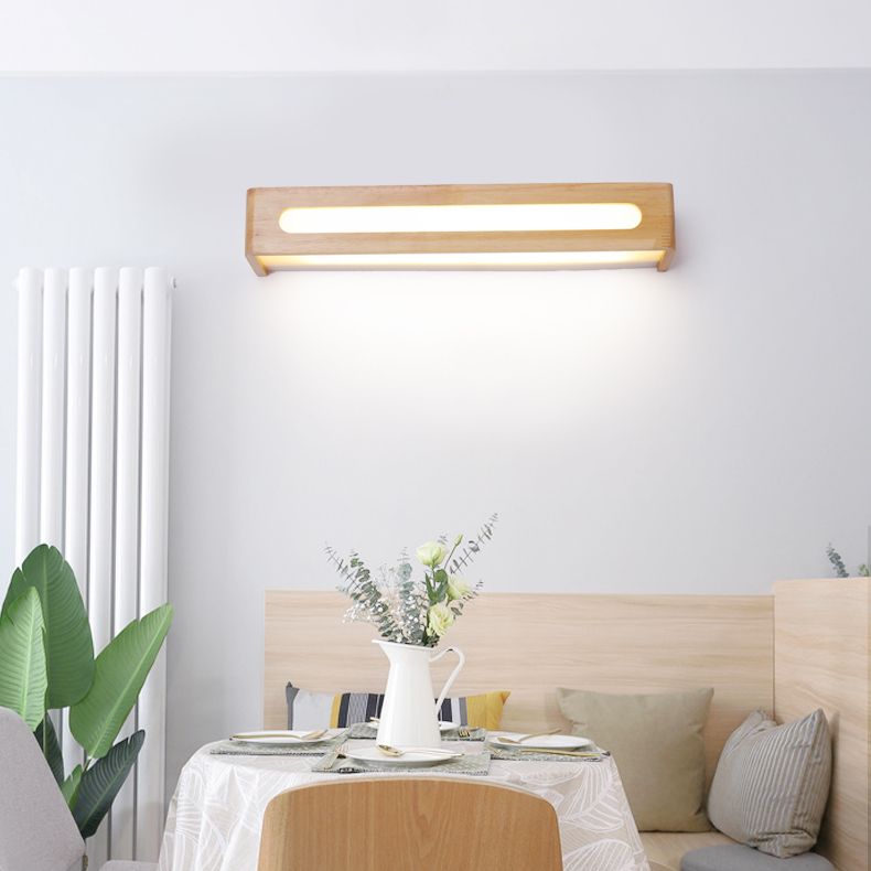 Semplicità rettangolo di vanità specchio luci da parete in legno per bagno