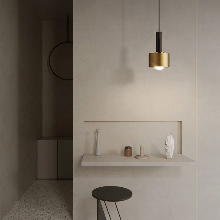 Contemporary Pendant Light Kit Gold Shaded Hanging Ceiling Light with Metal Shade